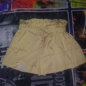 Striped Tie Front Paperbag Shorts